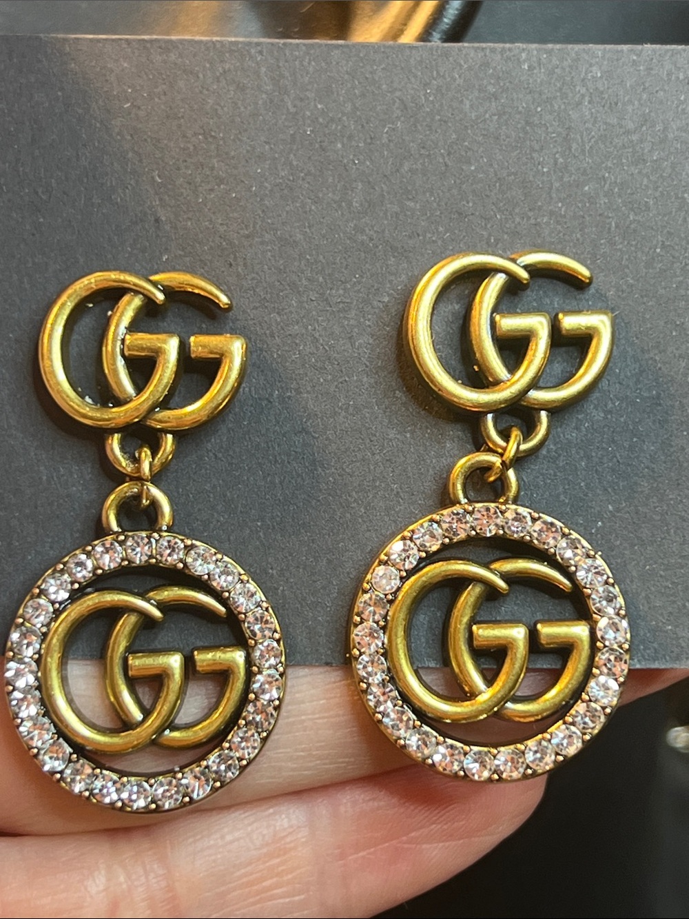 Gold-Tone Crystal G Drop Earrings - Luxury Inspired